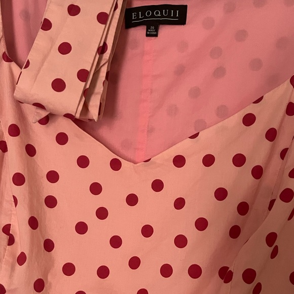 Eloquii Polka Dot Balloon Smocked Sleeve Midi Dress Size 20 EUC - Picture 5 of 11